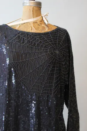 1980s SPIDER WEB beaded sequin top all sizes | new winter