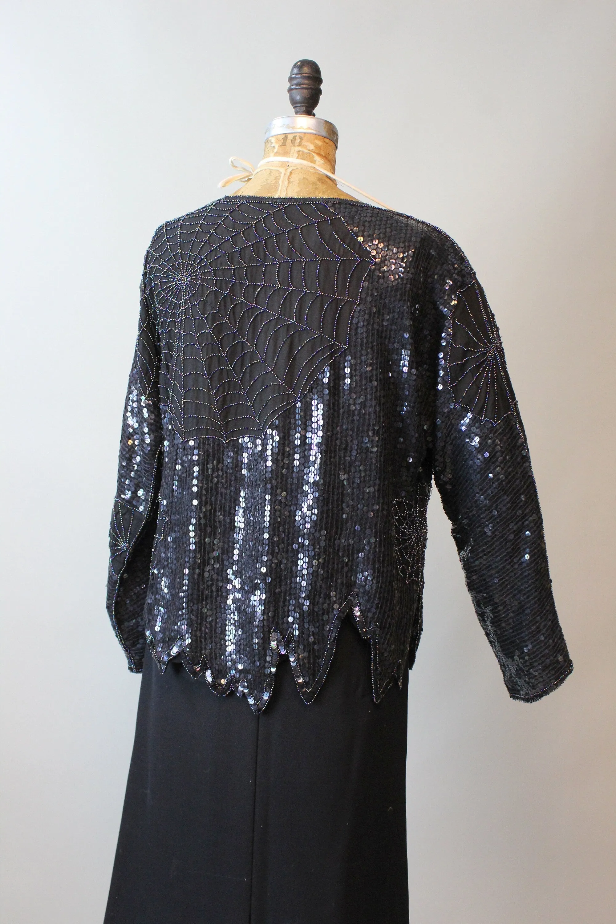 1980s SPIDER WEB beaded sequin top all sizes | new winter