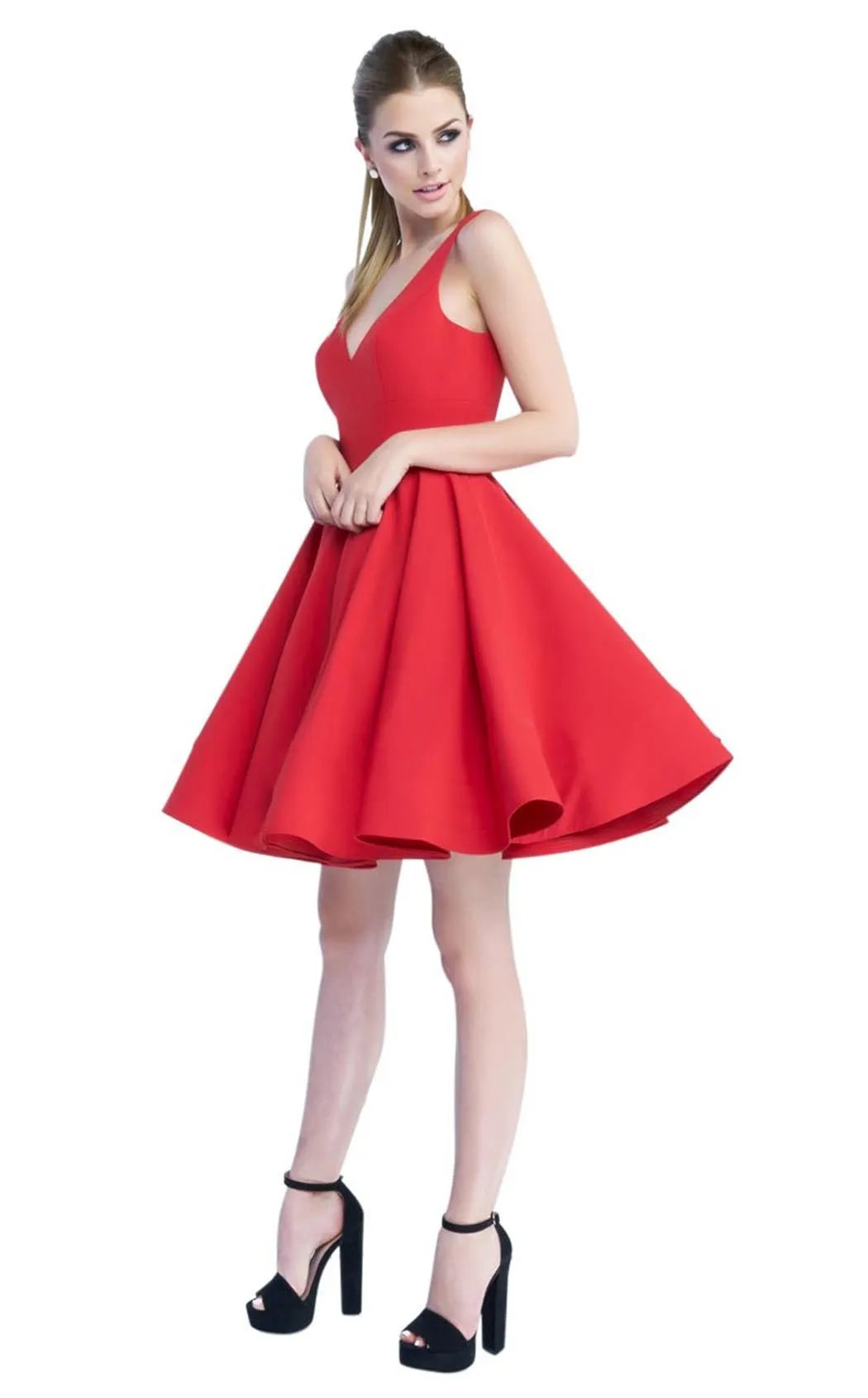 2019 Pearls-Pink Satin Homecoming Dresses V-Neck Sexy Short Cocktail Dress