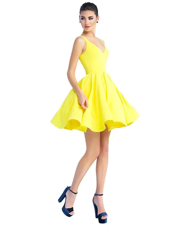 2019 Pearls-Pink Satin Homecoming Dresses V-Neck Sexy Short Cocktail Dress