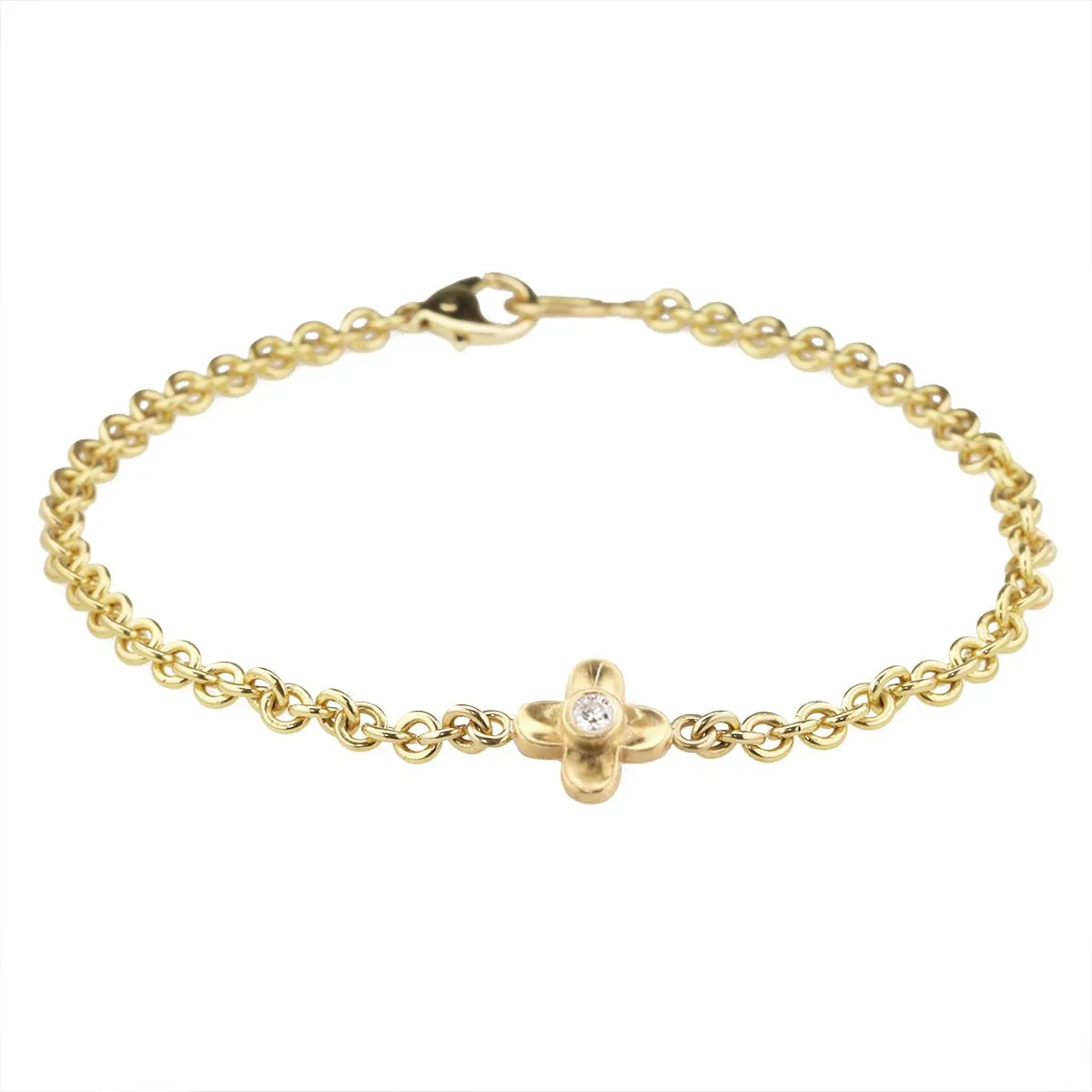 20K Gold & Diamond "Four Petal Flower" Handmade Bracelet