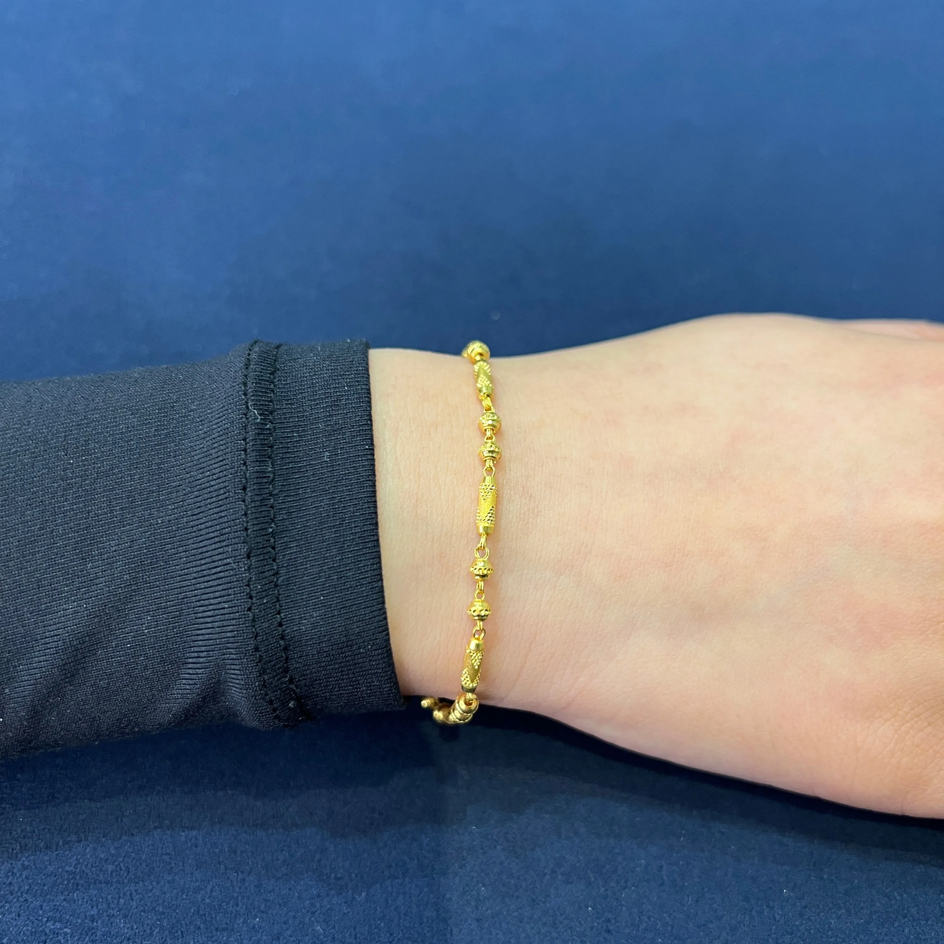 22K Yellow Gold Fancy Beaded Bracelet