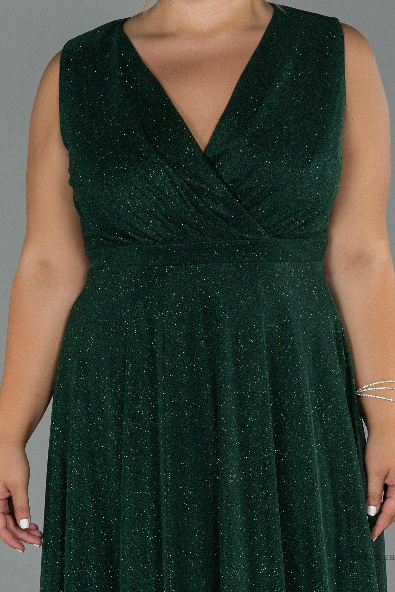 29967 Green Shimmer Tulle Dress