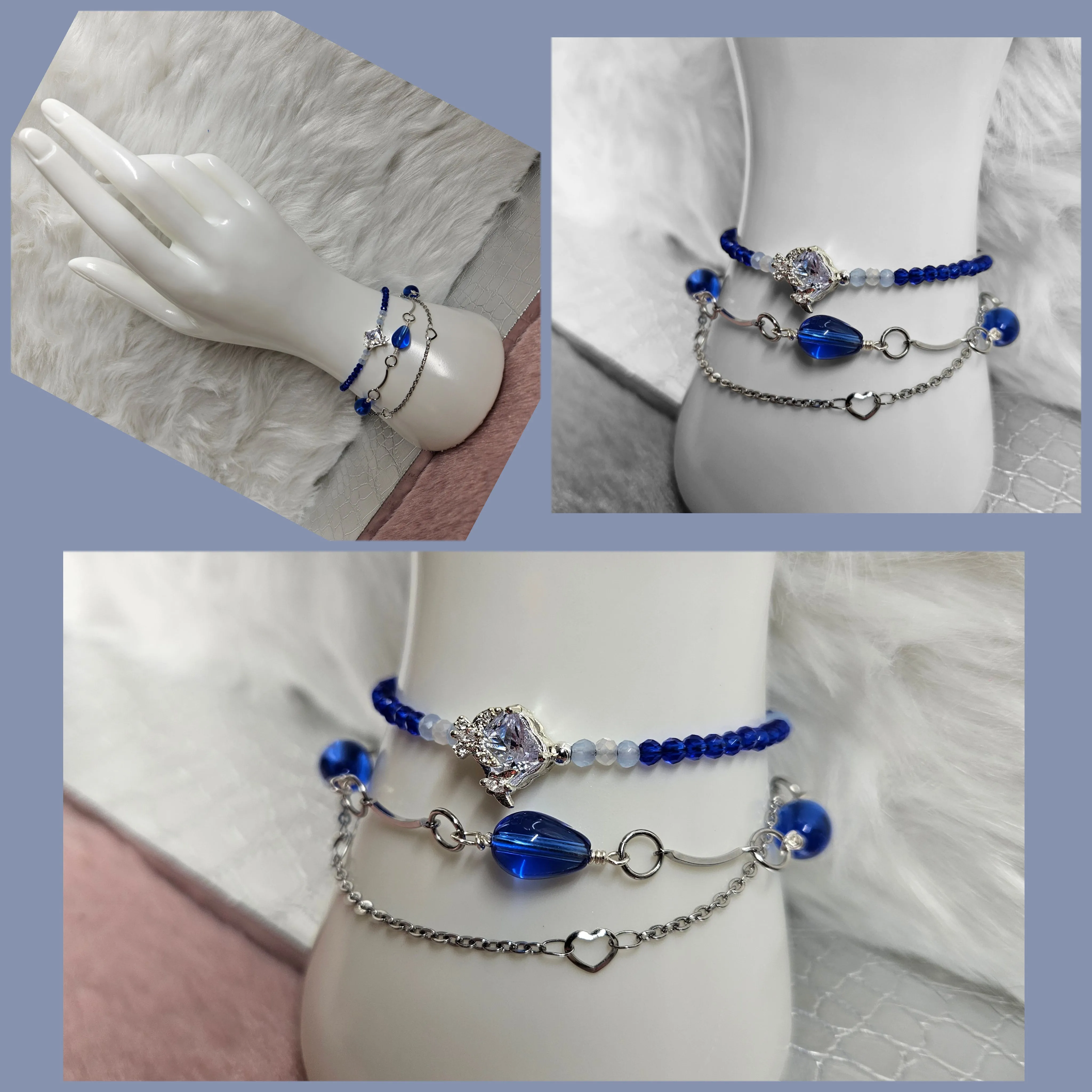3 piece Royal Blue Bracelet - Layering Bracelet