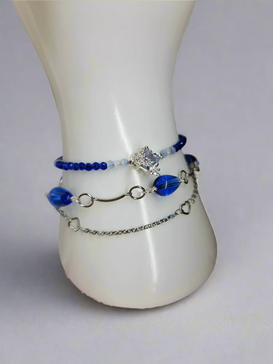 3 piece Royal Blue Bracelet - Layering Bracelet