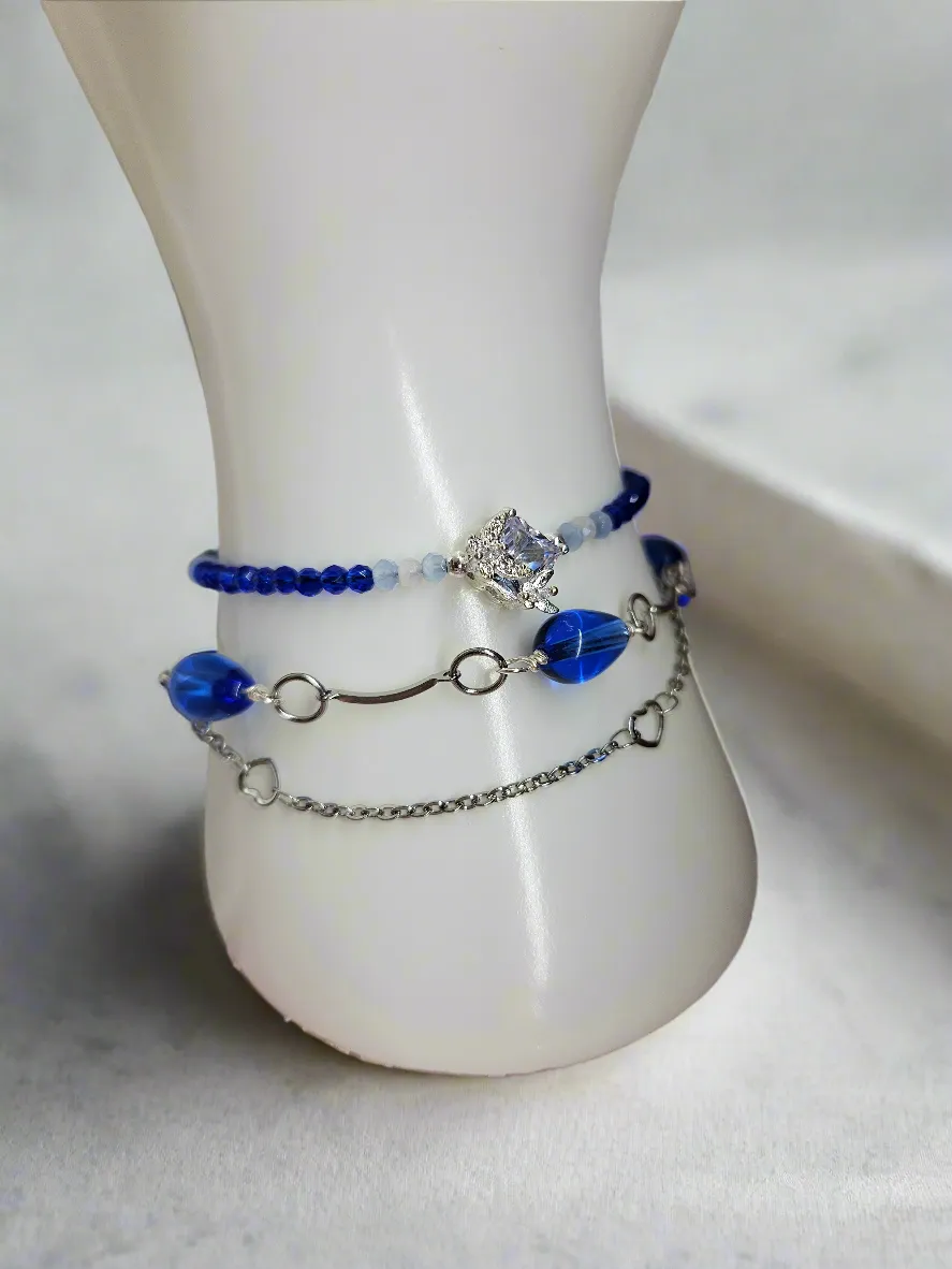 3 piece Royal Blue Bracelet - Layering Bracelet