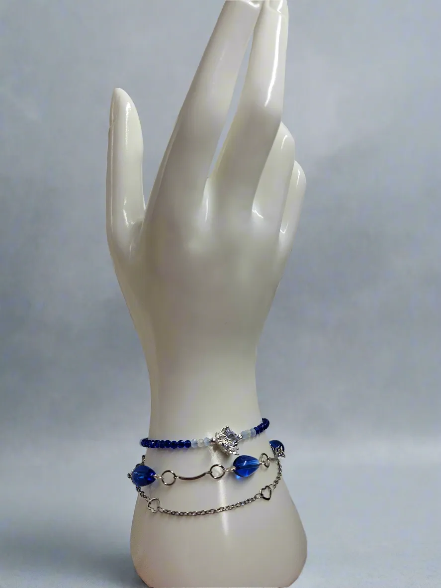3 piece Royal Blue Bracelet - Layering Bracelet