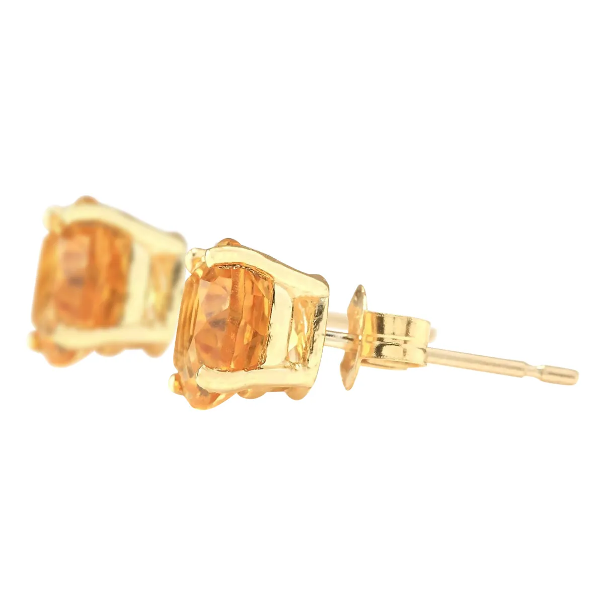 3.00 Carat Natural Citrine 14K Yellow Gold Earrings