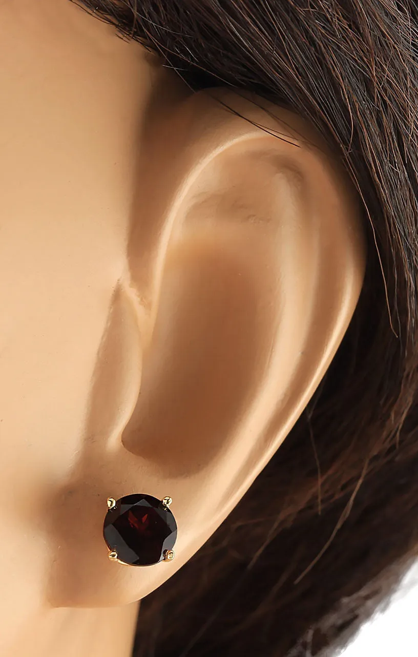 3.00 Carat Natural Garnet 14K Yellow Gold Earrings