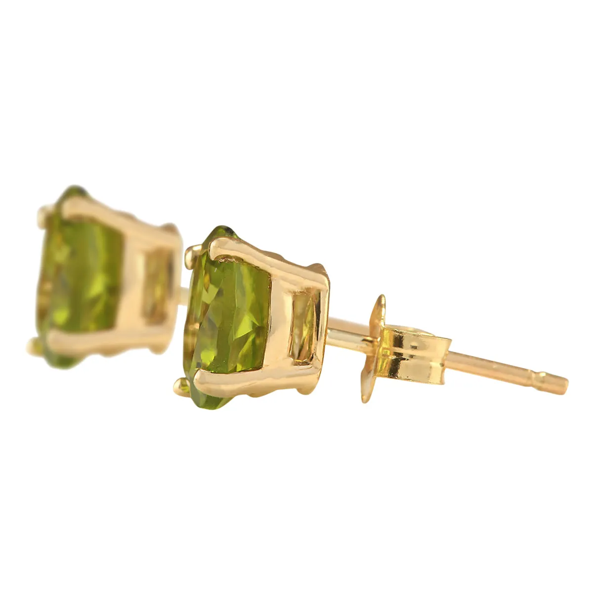3.00 Carat Natural Peridot 14K Yellow Gold Earrings