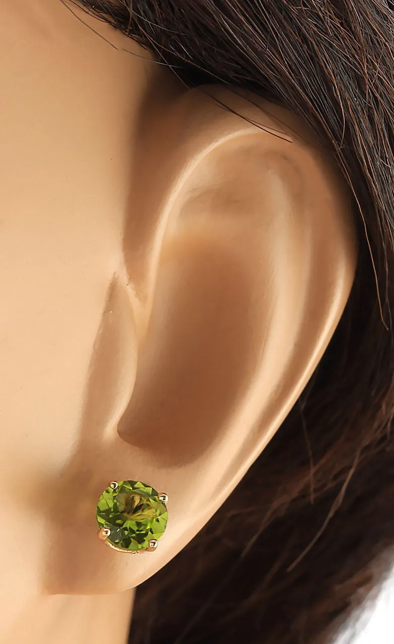 3.00 Carat Natural Peridot 14K Yellow Gold Earrings