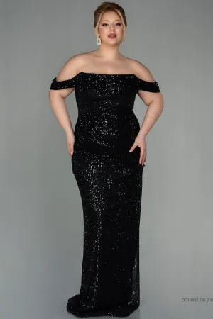 30018 Black Off-Shoulder Sequins Dress