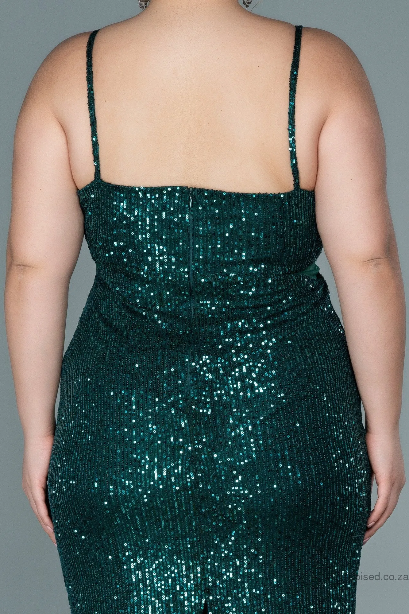 30118 Emerald Green Sequins Strap Dress