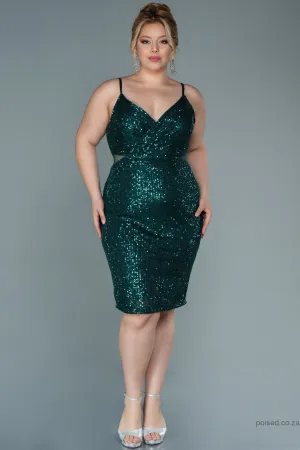 30118 Emerald Green Sequins Strap Dress