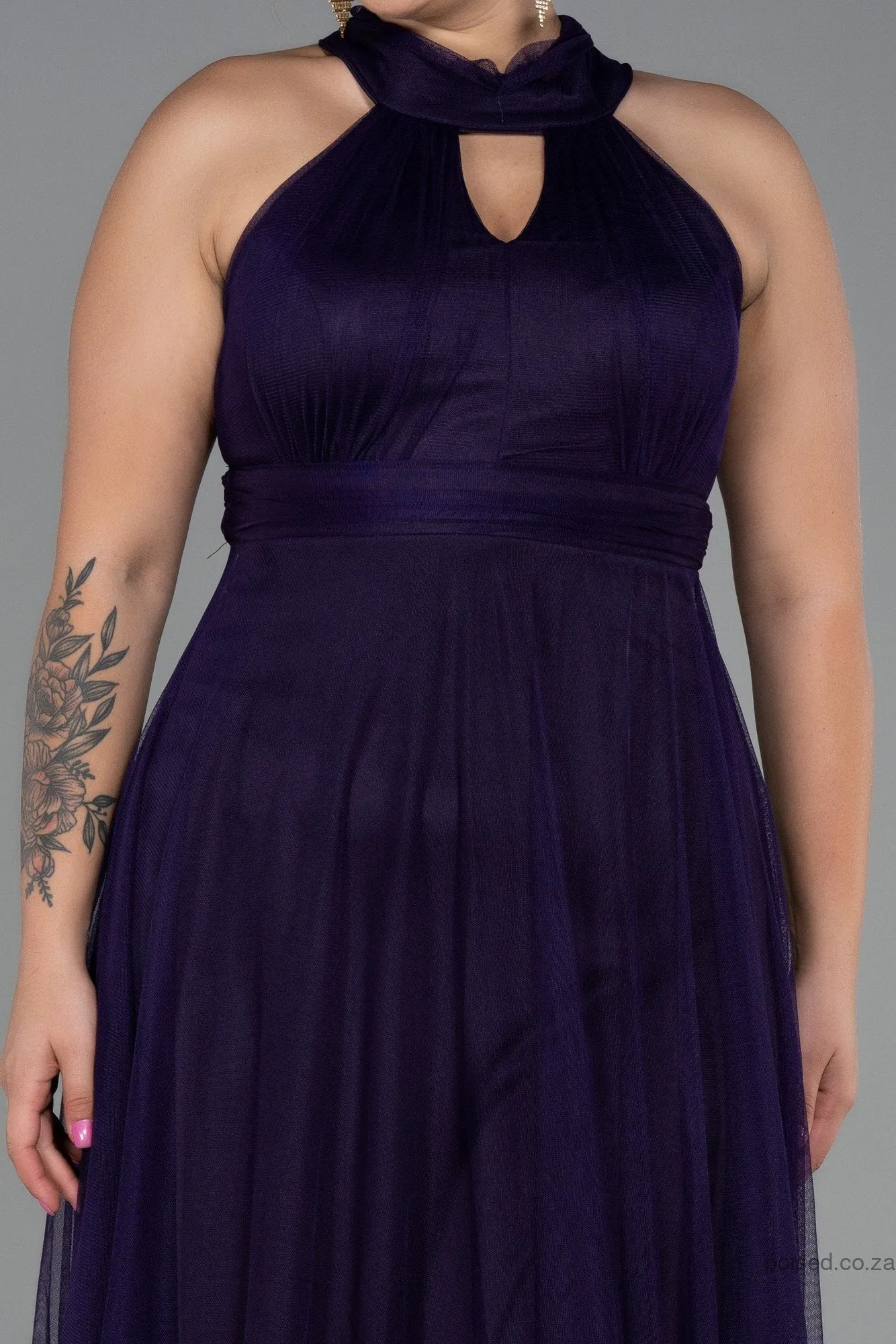 30195 Purple Halterneck Tulle Dress