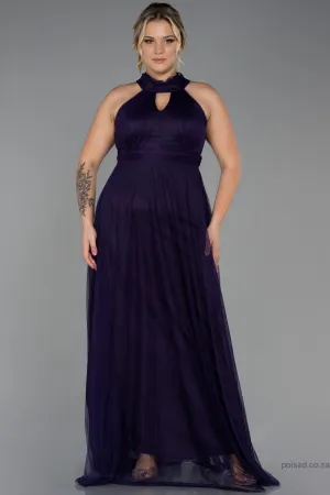 30195 Purple Halterneck Tulle Dress