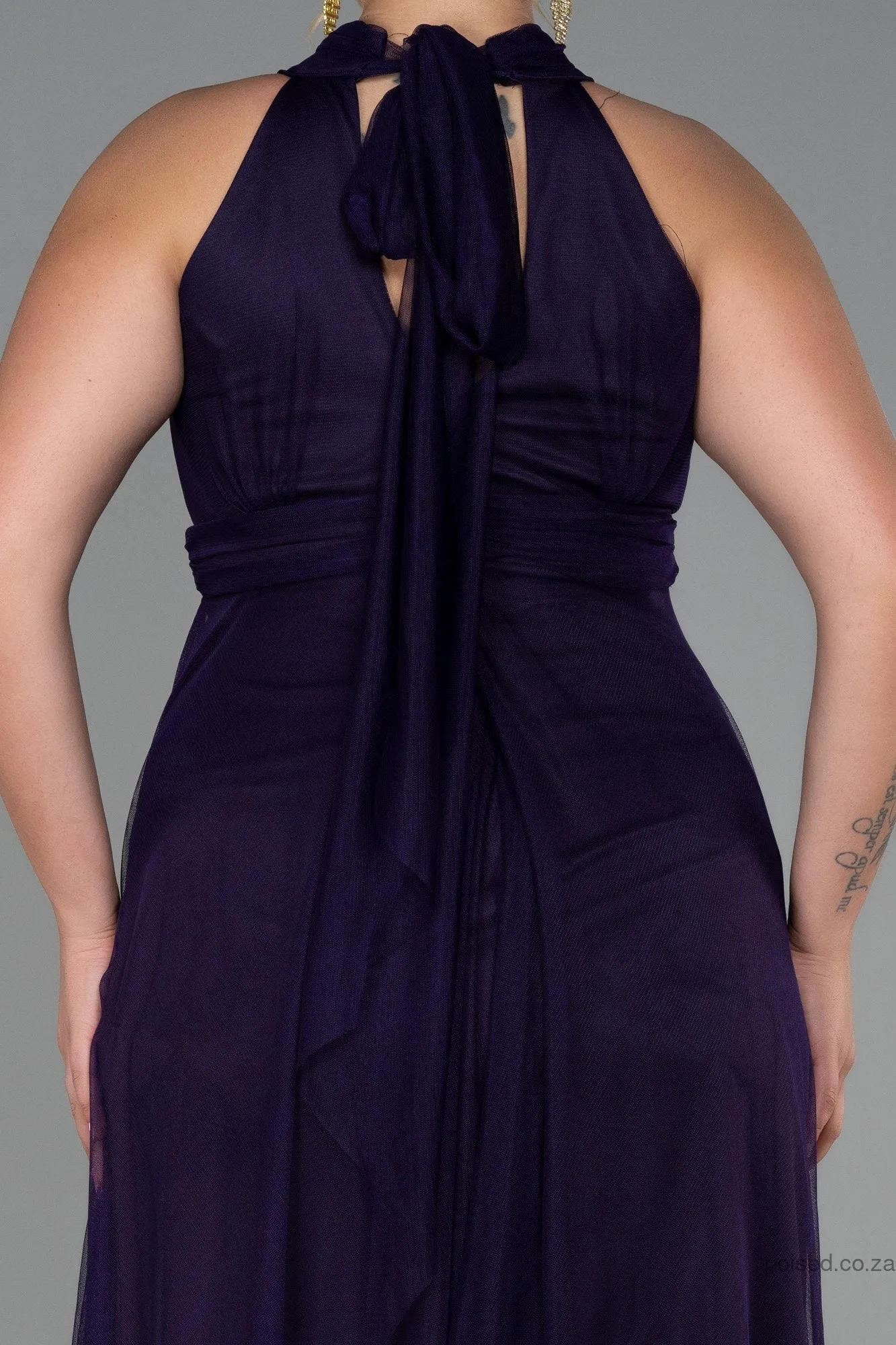 30195 Purple Halterneck Tulle Dress