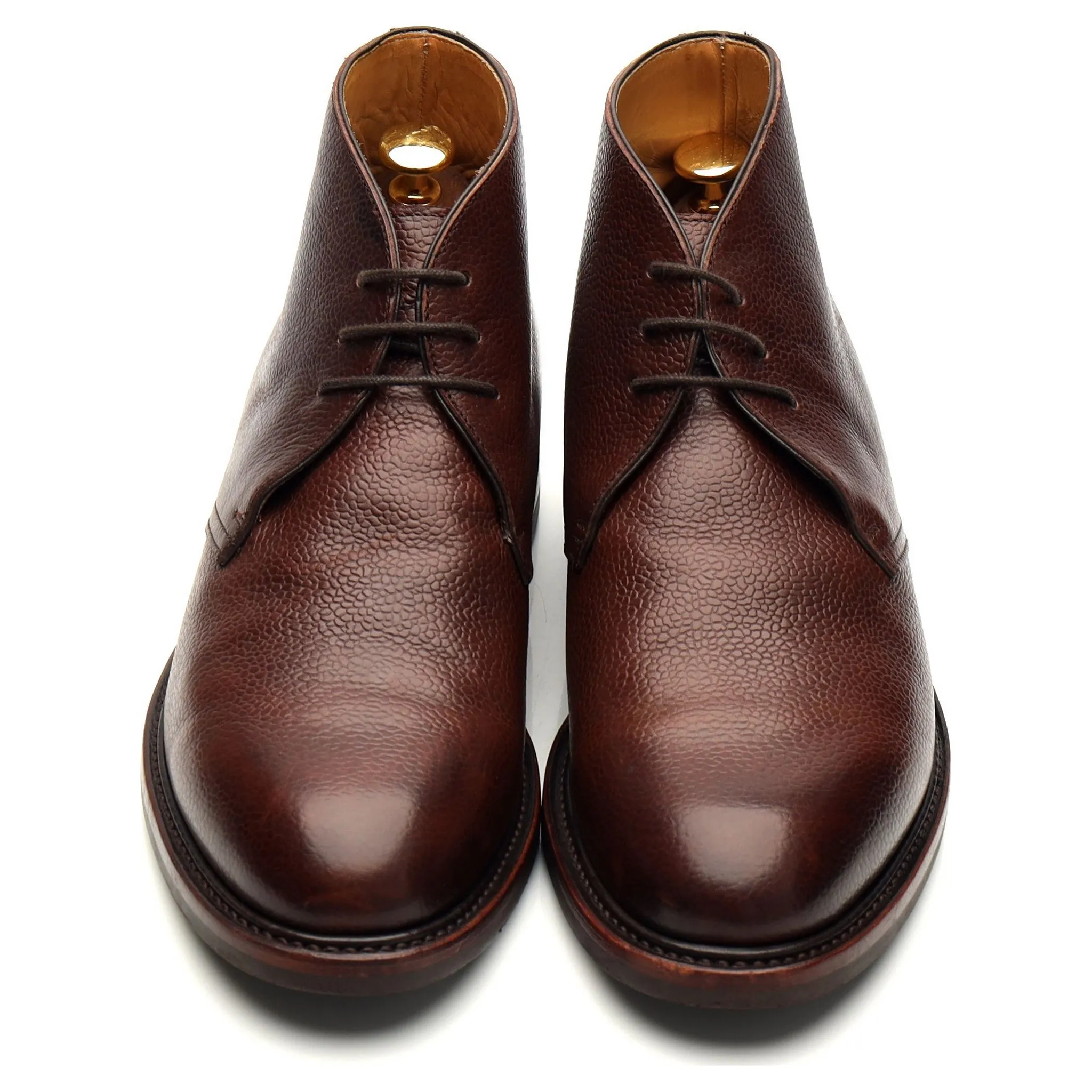 '320-K3' Brown Grain Leather Chukka Boots UK 7.5 F