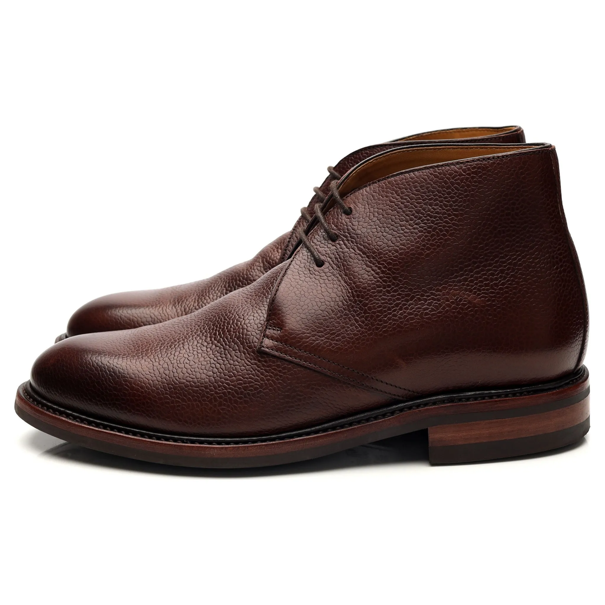 '320-K3' Brown Grain Leather Chukka Boots UK 7.5 F