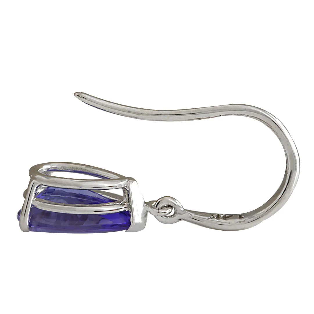 3.88 Carat Natural Tanzanite 14K White Gold Earrings