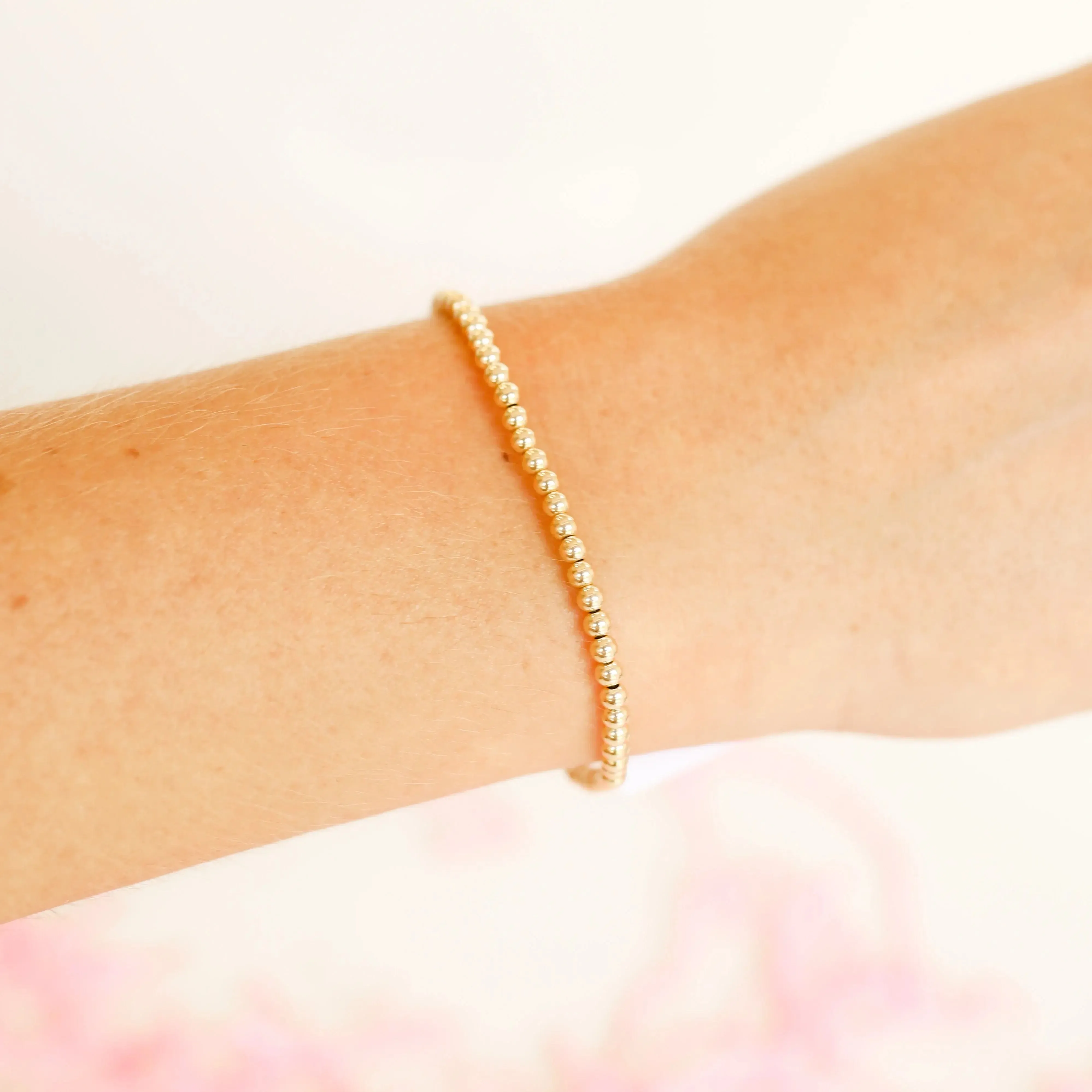 3MM Gold Beaded Bracelet: Standard 6.75 inch