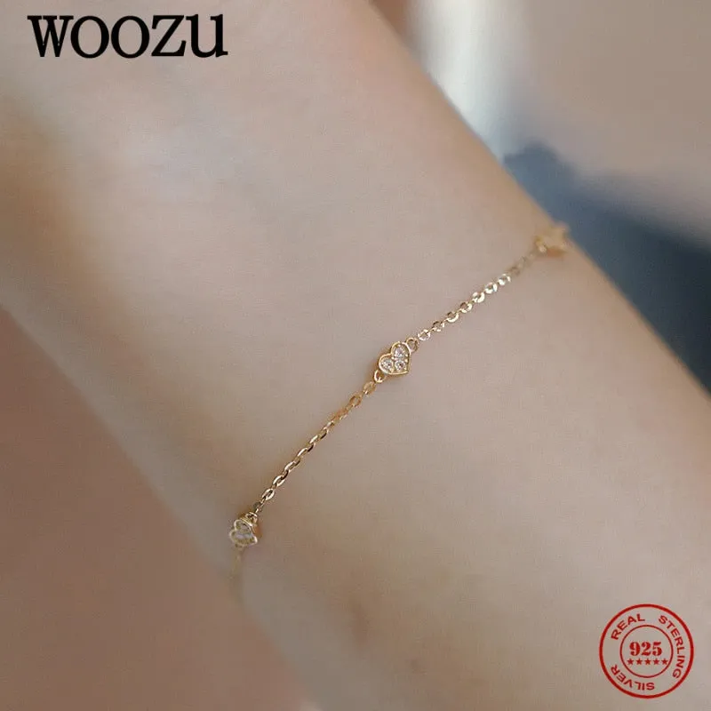 4k Gold-Plated Heart Charm Bracelet