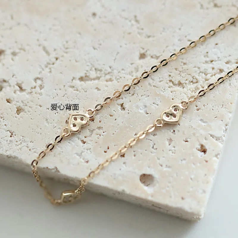 4k Gold-Plated Heart Charm Bracelet