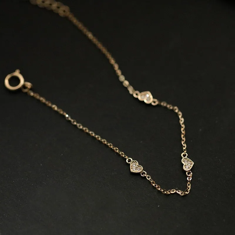 4k Gold-Plated Heart Charm Bracelet