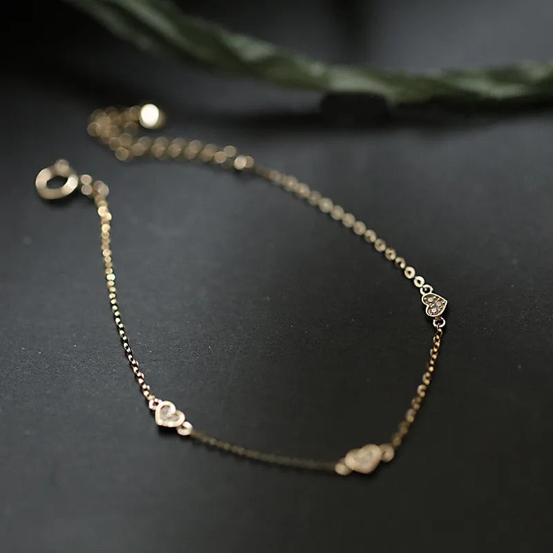 4k Gold-Plated Heart Charm Bracelet
