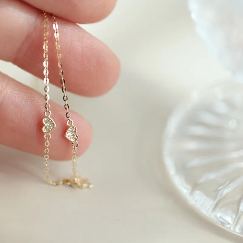 4k Gold-Plated Heart Charm Bracelet