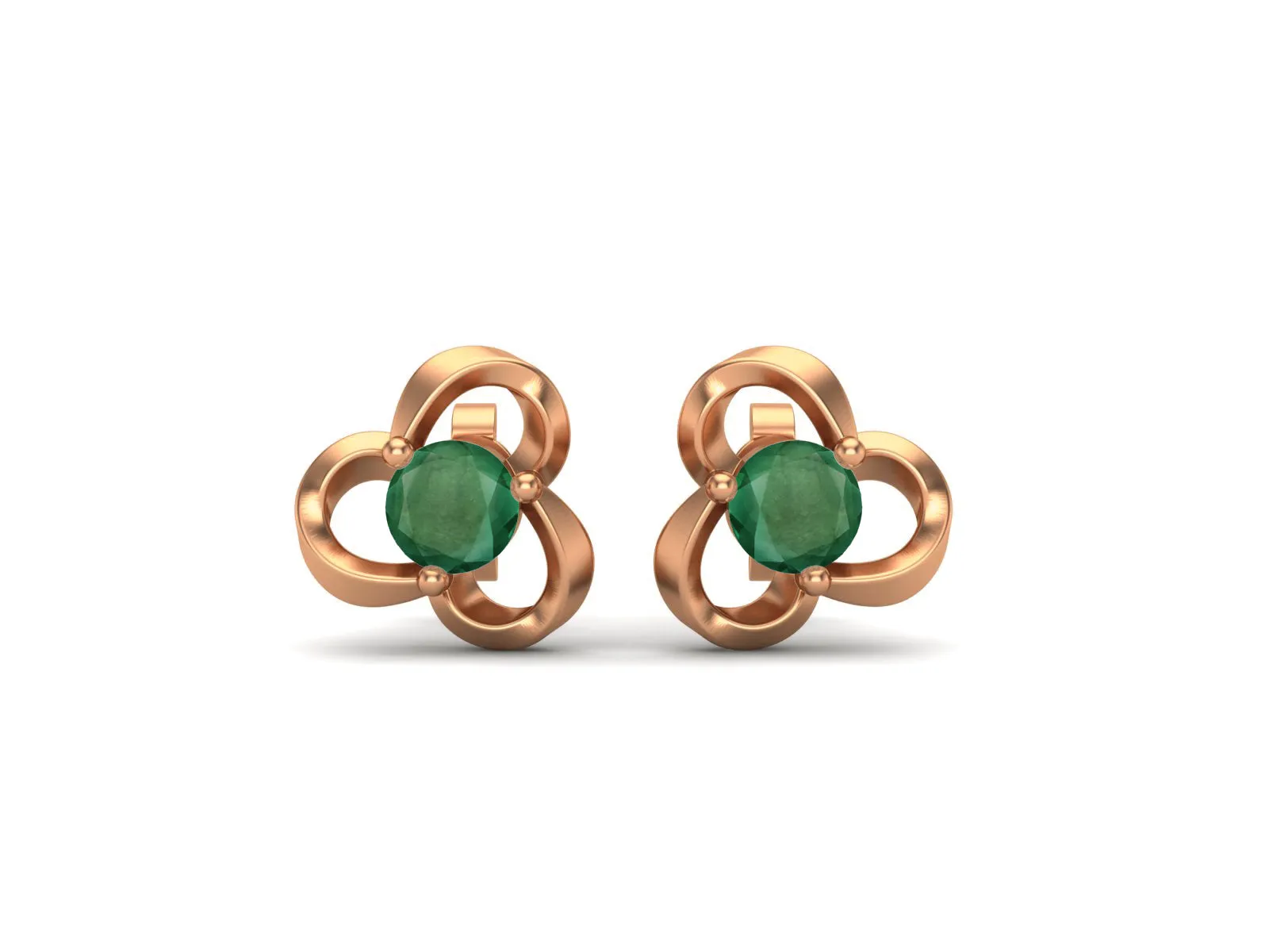 4mm Round Shape Emerald 925 Sterling Silver Solitaire Women Stud Earrings