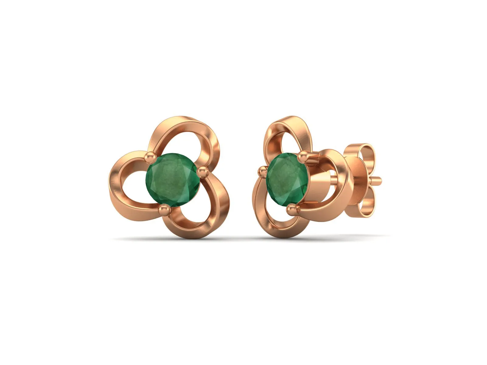 4mm Round Shape Emerald 925 Sterling Silver Solitaire Women Stud Earrings