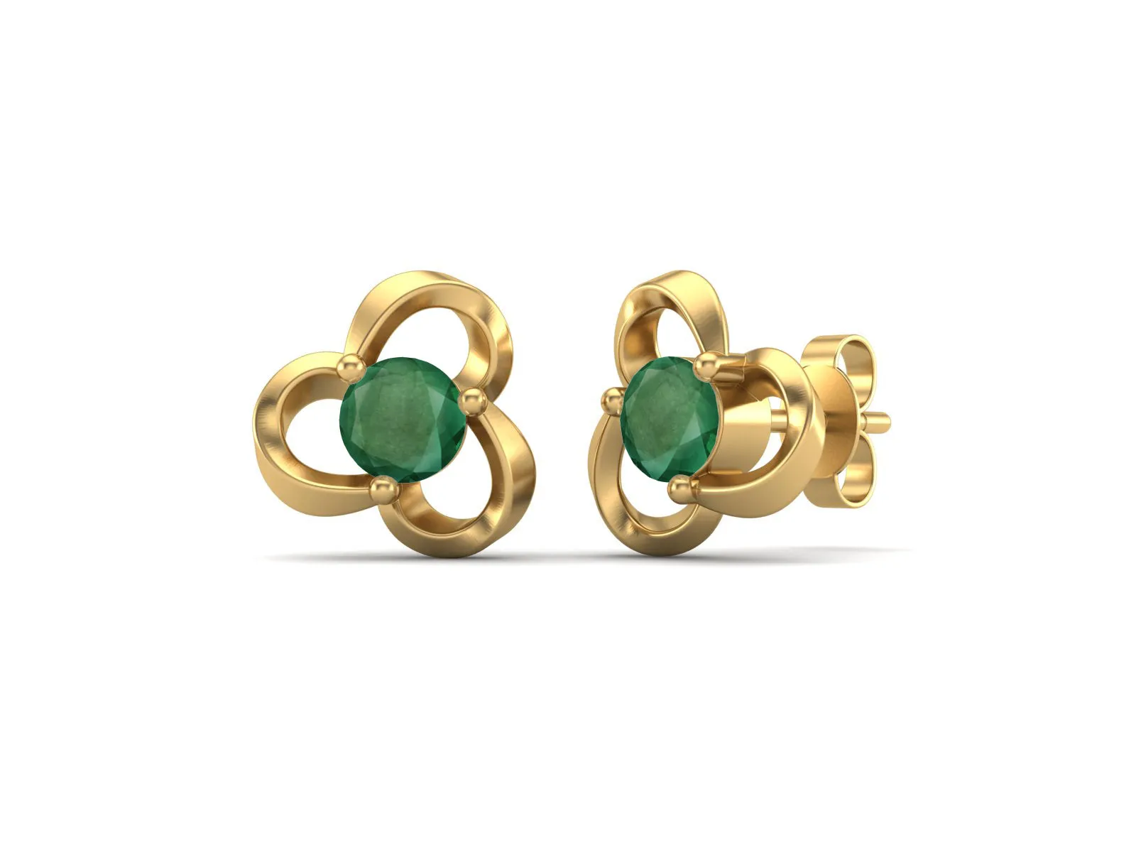 4mm Round Shape Emerald 925 Sterling Silver Solitaire Women Stud Earrings
