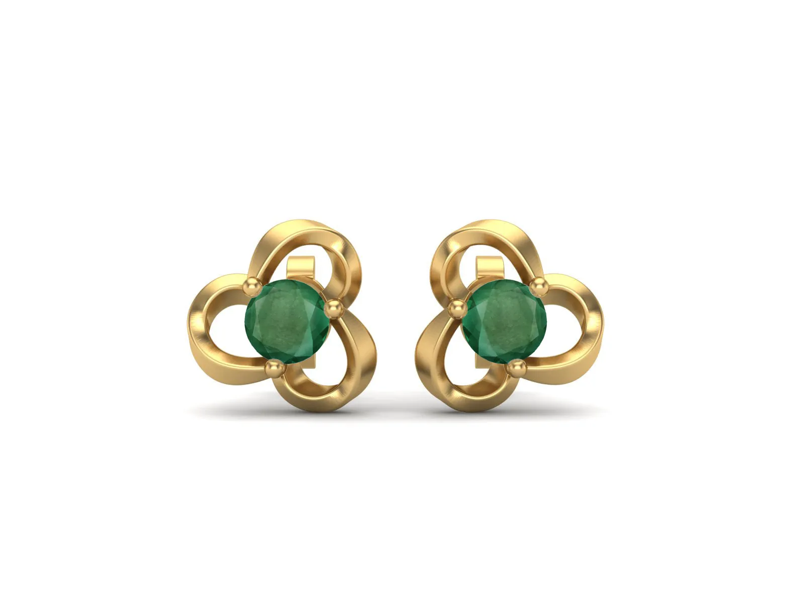 4mm Round Shape Emerald 925 Sterling Silver Solitaire Women Stud Earrings