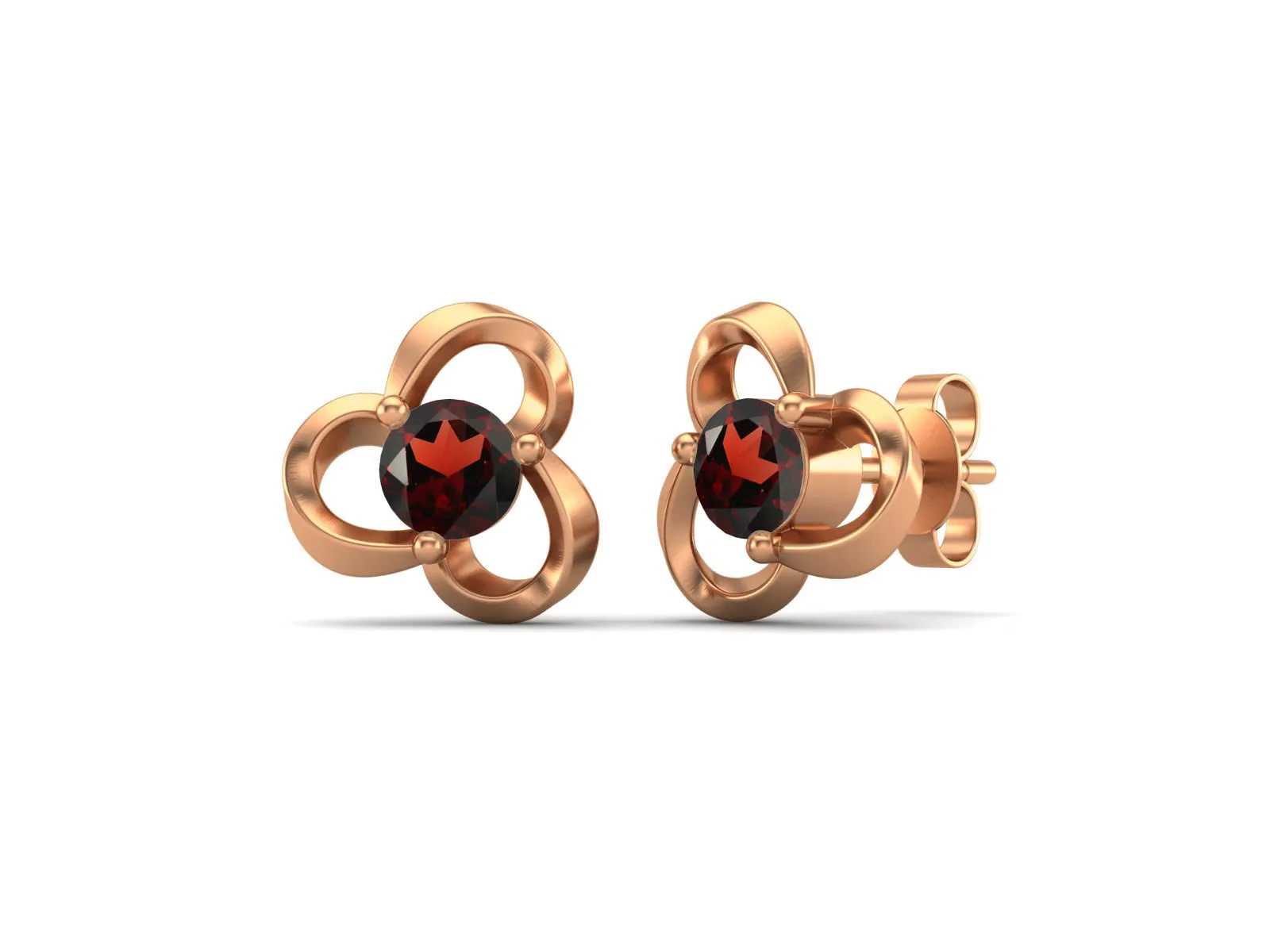 4mm Round Shape Garnet 925 Sterling Silver Solitaire Women Stud Earrings