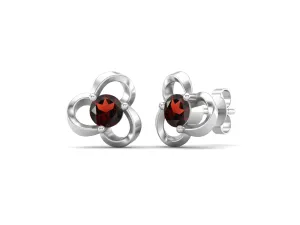 4mm Round Shape Garnet 925 Sterling Silver Solitaire Women Stud Earrings