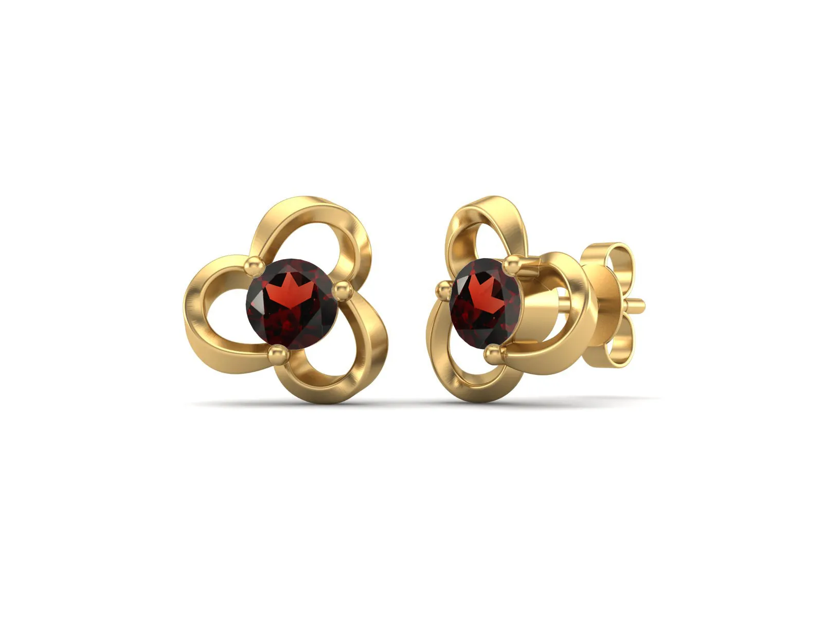4mm Round Shape Garnet 925 Sterling Silver Solitaire Women Stud Earrings
