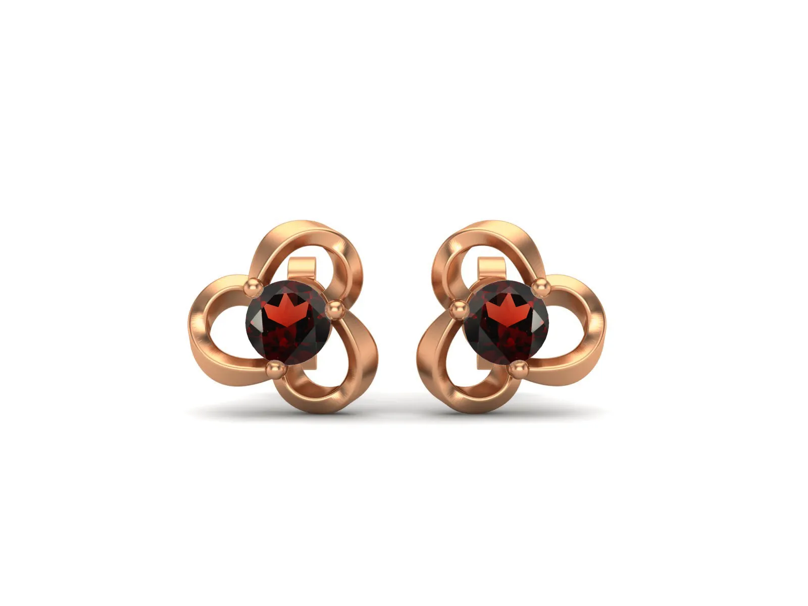 4mm Round Shape Garnet 925 Sterling Silver Solitaire Women Stud Earrings