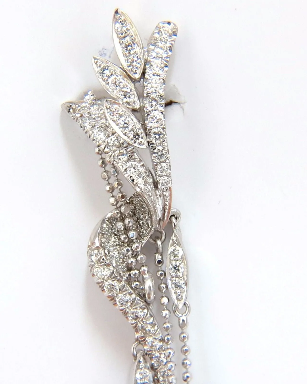 5.00ct natural diamonds modern dangle ball chain drop earrings 18kt
