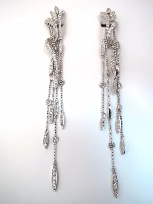 5.00ct natural diamonds modern dangle ball chain drop earrings 18kt