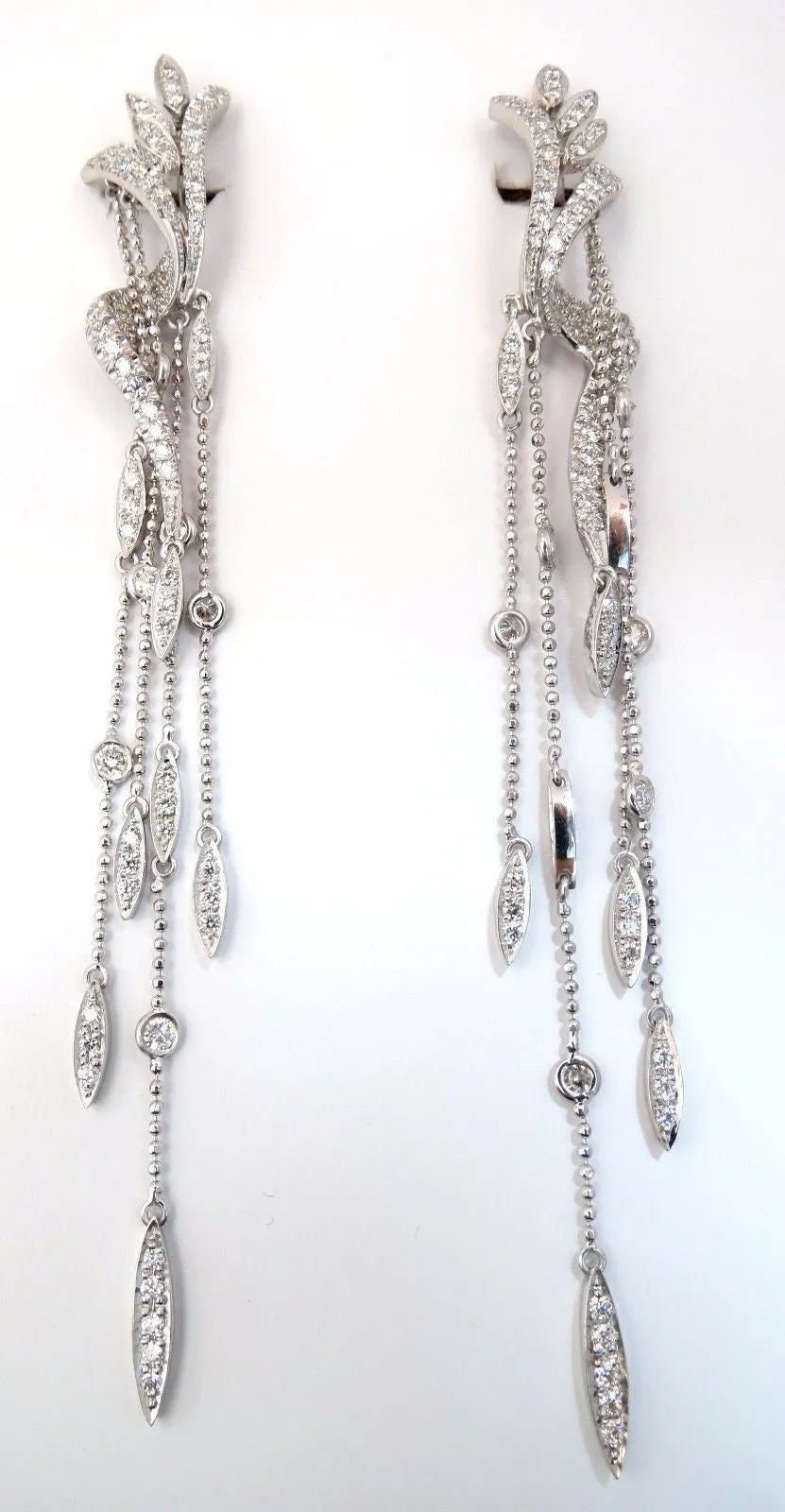 5.00ct natural diamonds modern dangle ball chain drop earrings 18kt