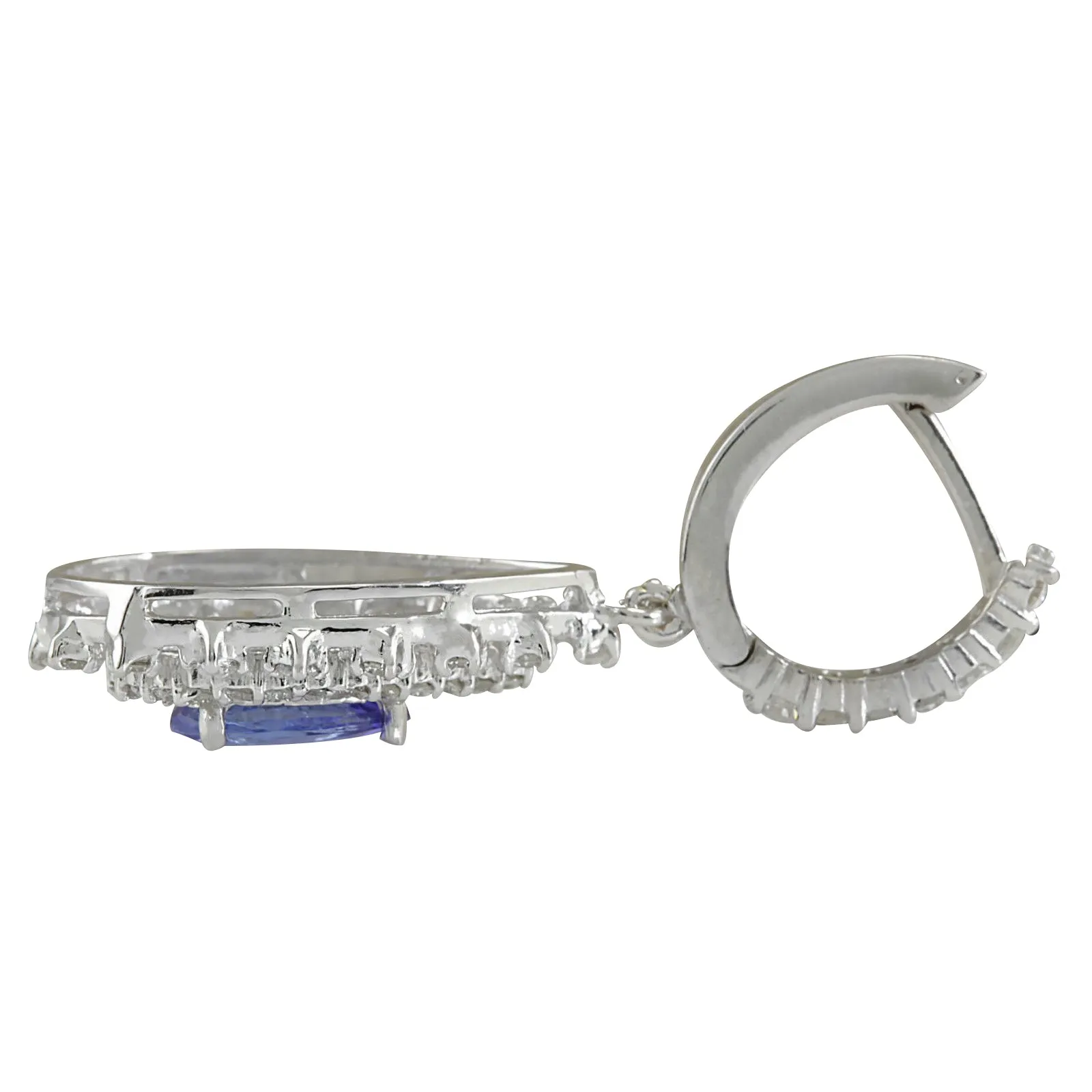 5.27 Carat Natural Tanzanite 14K White Gold Diamond Earrings