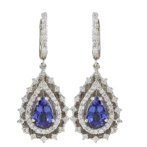 5.27 Carat Natural Tanzanite 14K White Gold Diamond Earrings