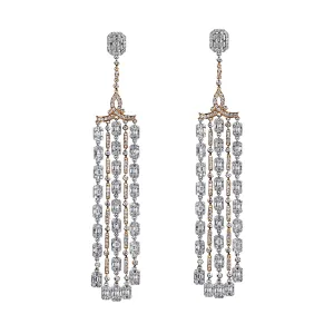 6.67tcw Round & Baguette Diamonds in 18K White Gold Chandelier Earrings
