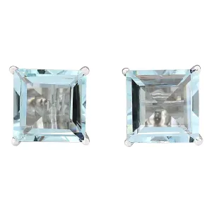 6.93 Carat Natural Aquamarine 14K White Gold Earrings