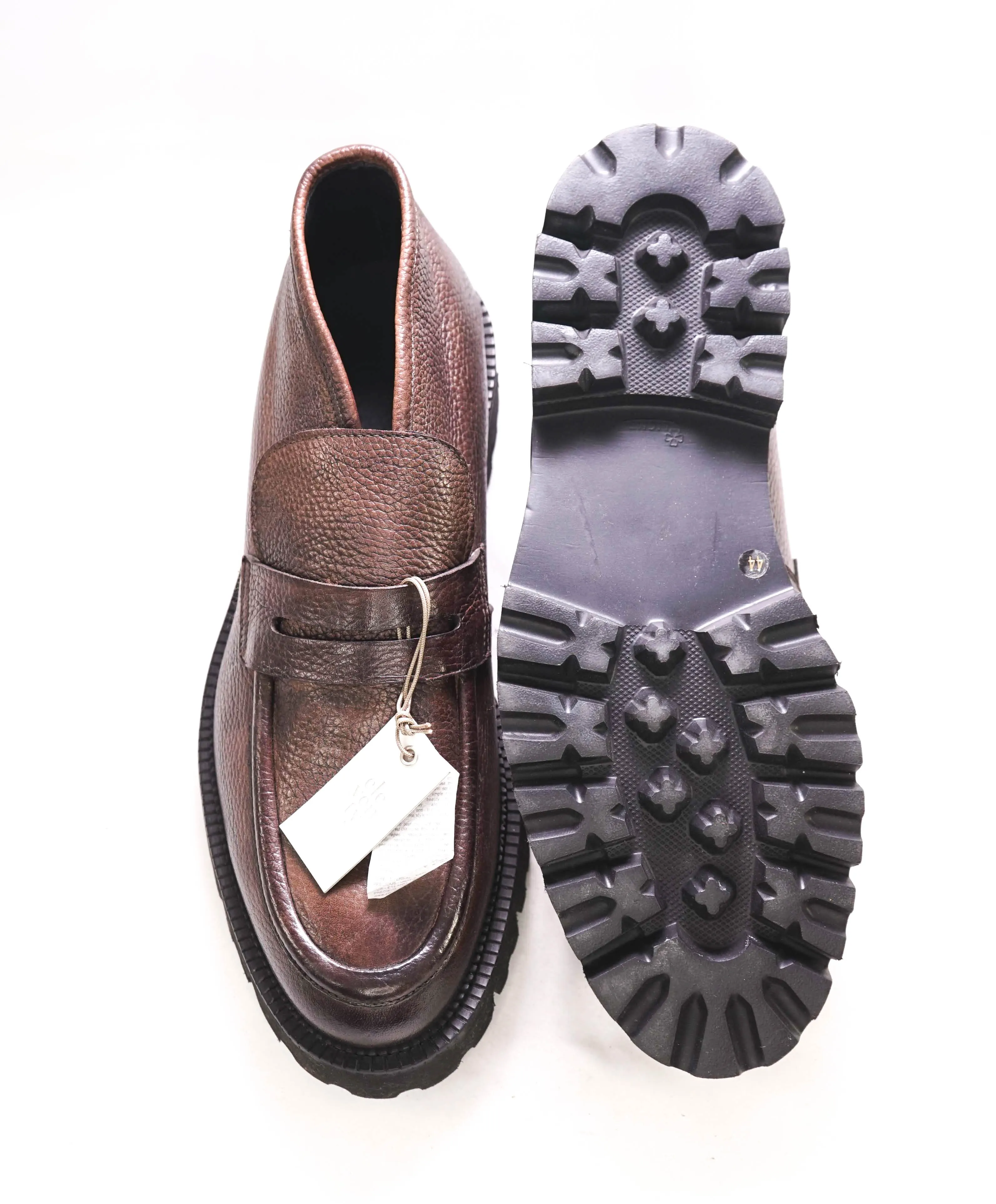 $695 ELEVENTY - Brown Chukka Lug Sole Penny Loafer Boots - 11 US (44EU)