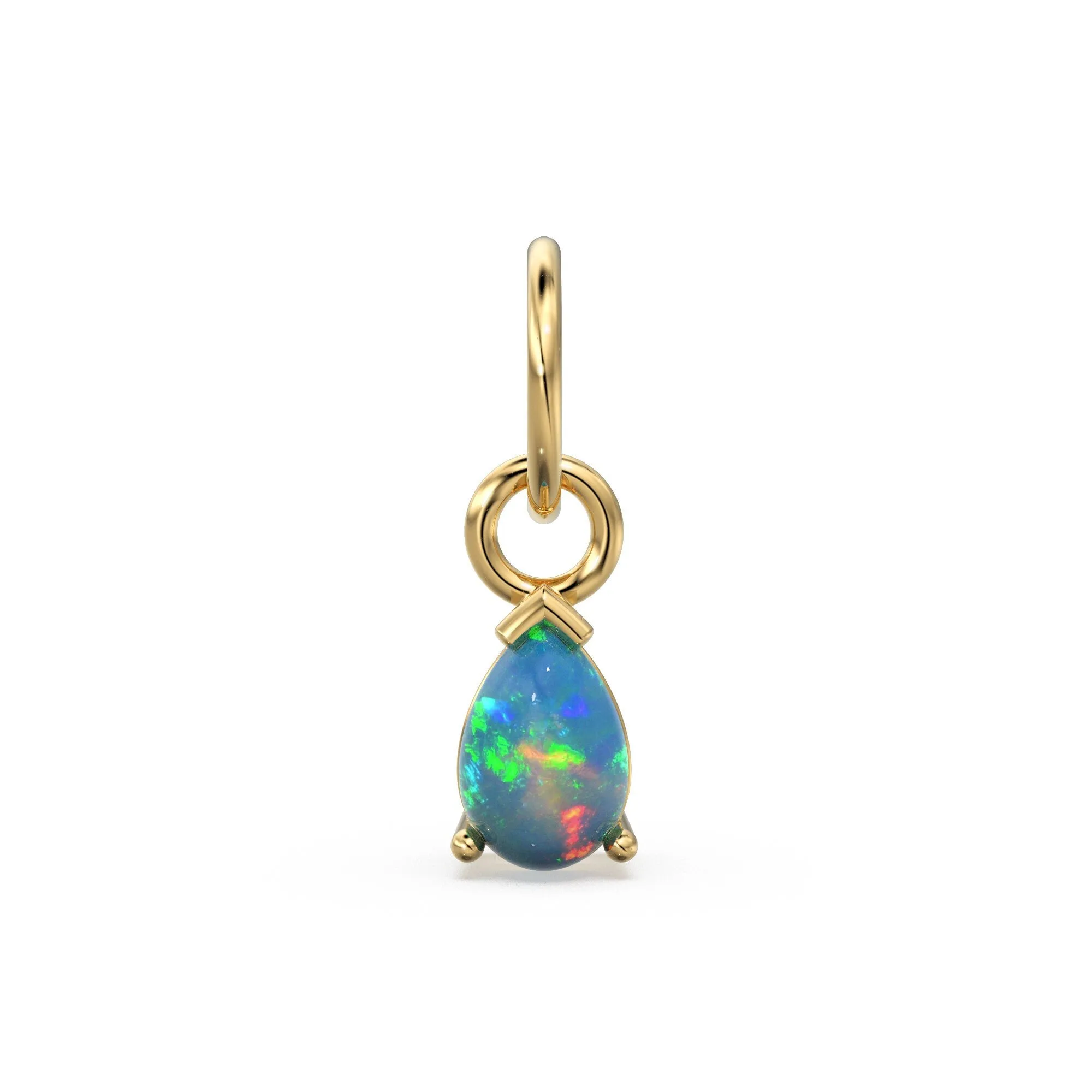 6mm Gemstone 18k Yellow Solid Gold Birthstone Charm Pendant / Diamond Bezel Hoop Earring Findings / Garnet Emerald Amethyst Aquamarine Ruby