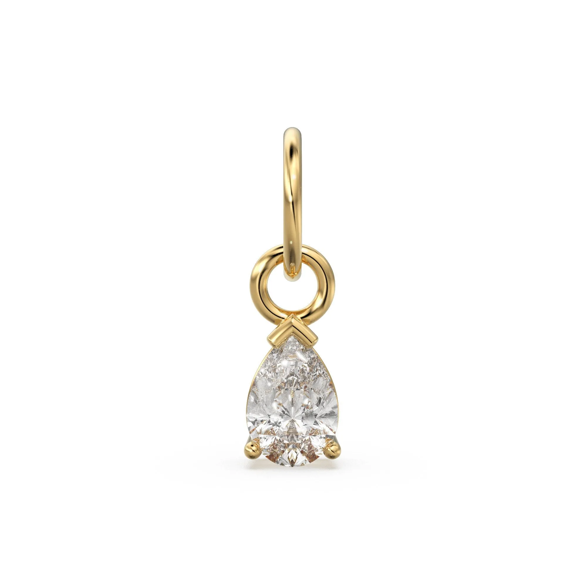 6mm Gemstone 18k Yellow Solid Gold Birthstone Charm Pendant / Diamond Bezel Hoop Earring Findings / Garnet Emerald Amethyst Aquamarine Ruby