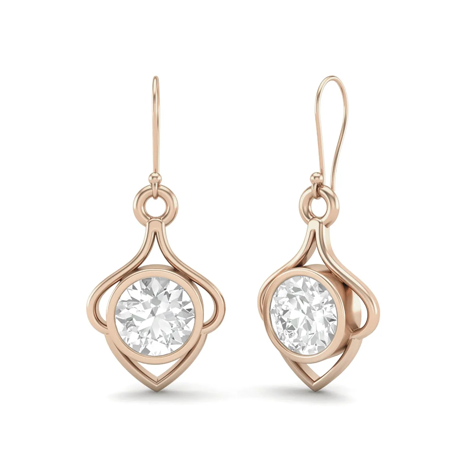6MM Round Shape Moissanite 925 Sterling Silver Wire Dainty Earrings For Women