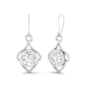 6MM Round Shape Moissanite 925 Sterling Silver Wire Dainty Earrings For Women